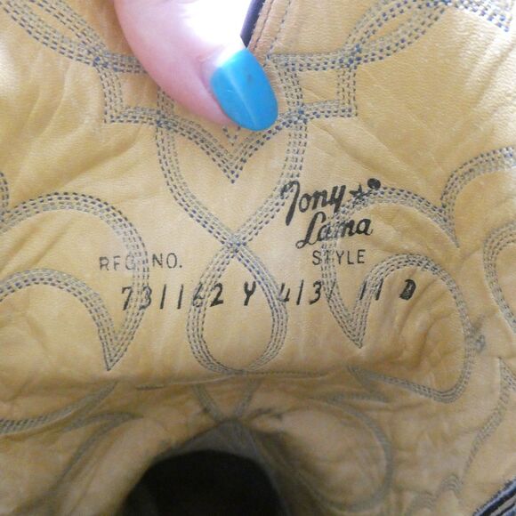 Tony Lama Boots Blue Python Snake Cowboy Western Mens 11 D Snakeskin Embroidered - Picture 16 of 16